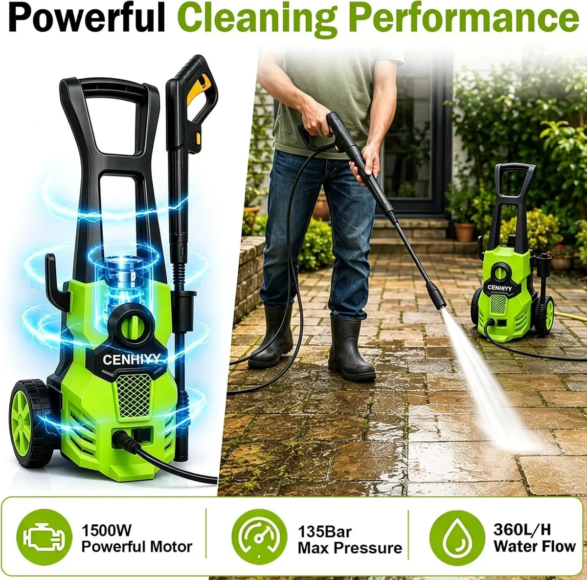Pressure Washer 1500W 135bar 360L H Jet - Image 2
