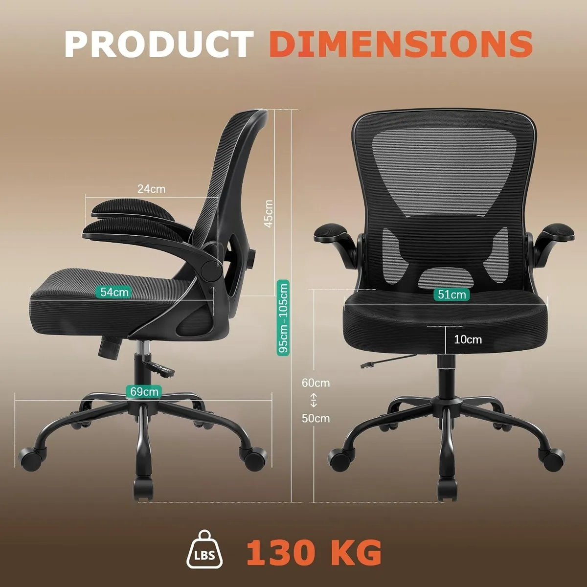 Ergonomic Mesh Office Chair with Flip-Up Armrests - Image 3