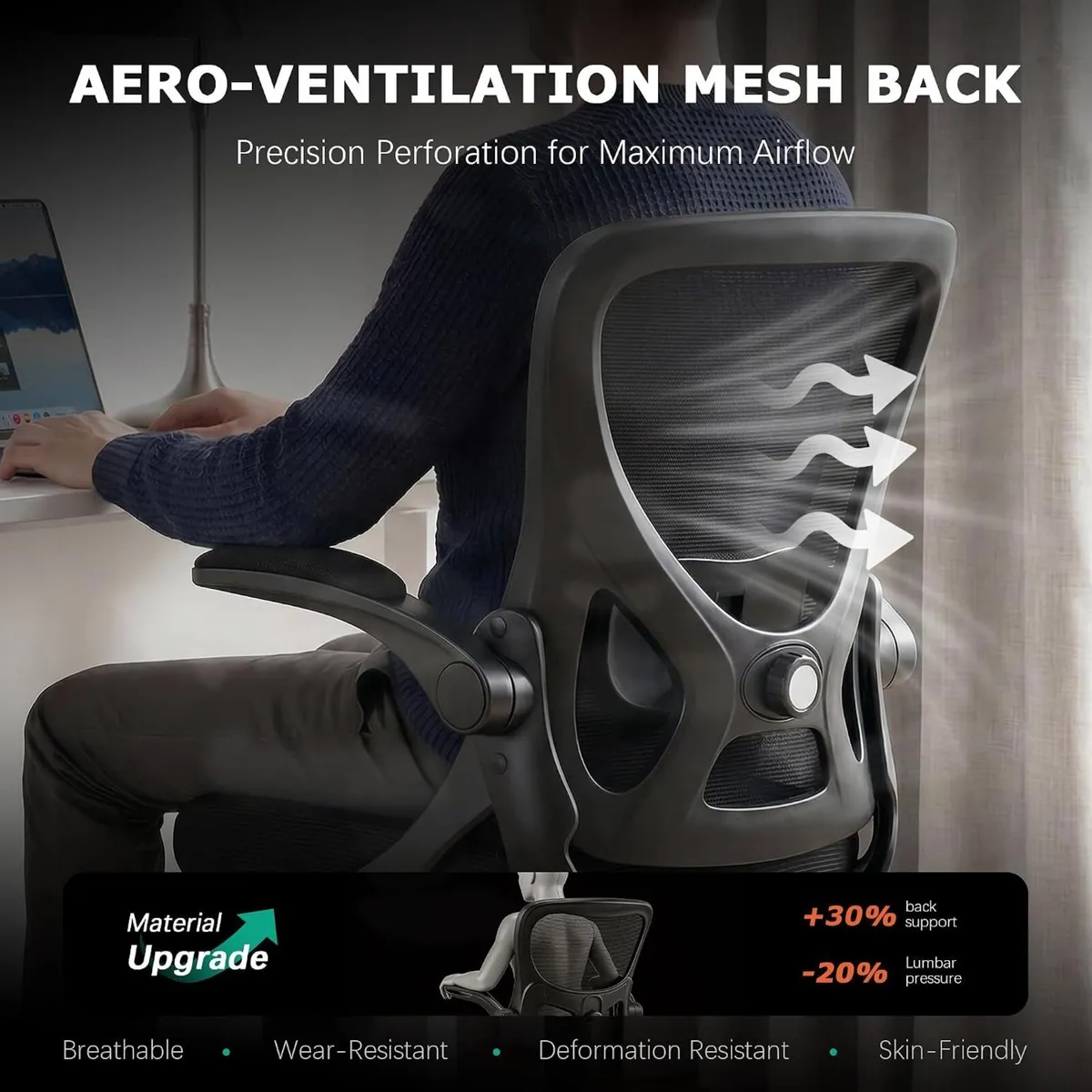Ergonomic Mesh Office Chair with Flip-Up Armrests - Image 4