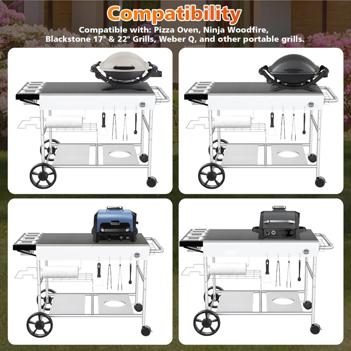 Grill Cart Bbq Stand for Ninja Woodfire - Image 2