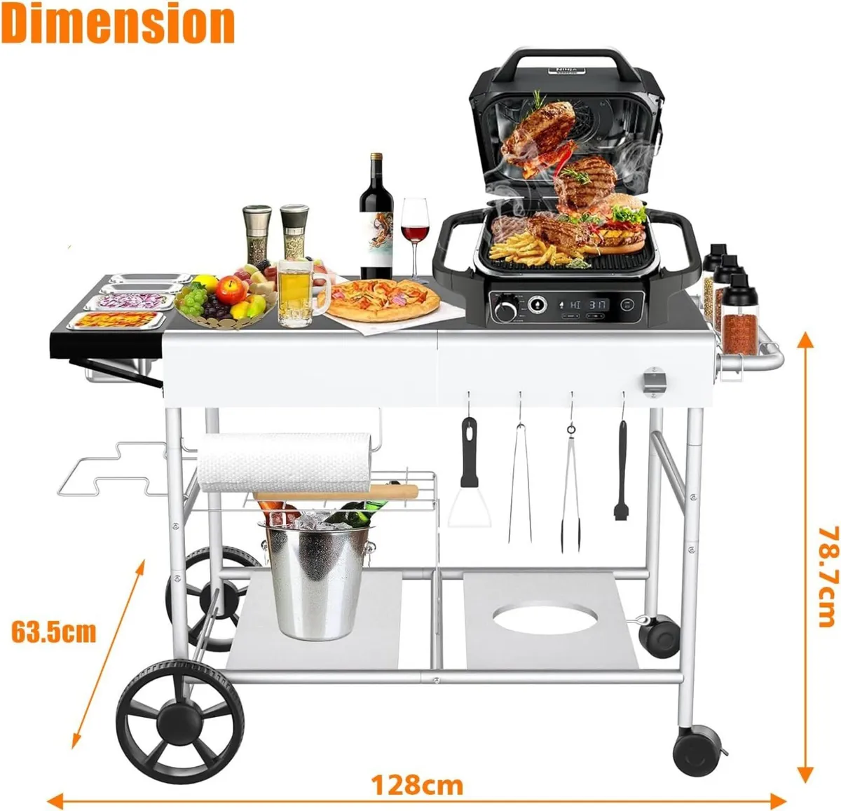 Grill Cart Bbq Stand for Ninja Woodfire - Image 3
