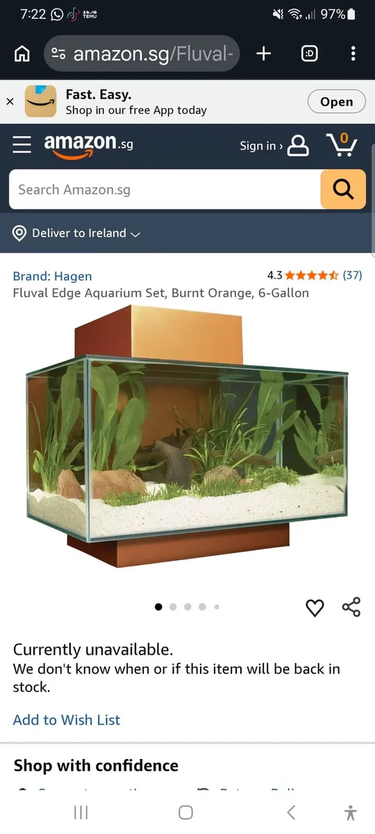 Fluval Edge Aquarium Set, Burnt Orange, 6-Gallon - Image 1