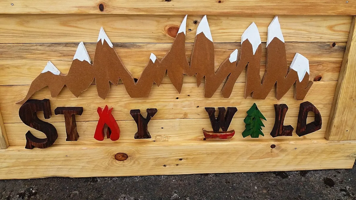 NEW Rustic STAY WILD Wood Art Wall Sign / Display - Image 2