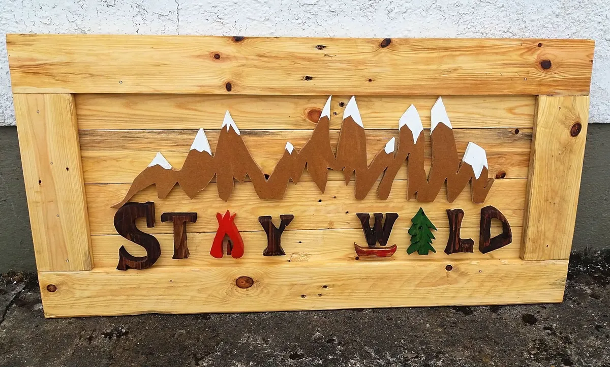 NEW Rustic STAY WILD Wood Art Wall Sign / Display - Image 4