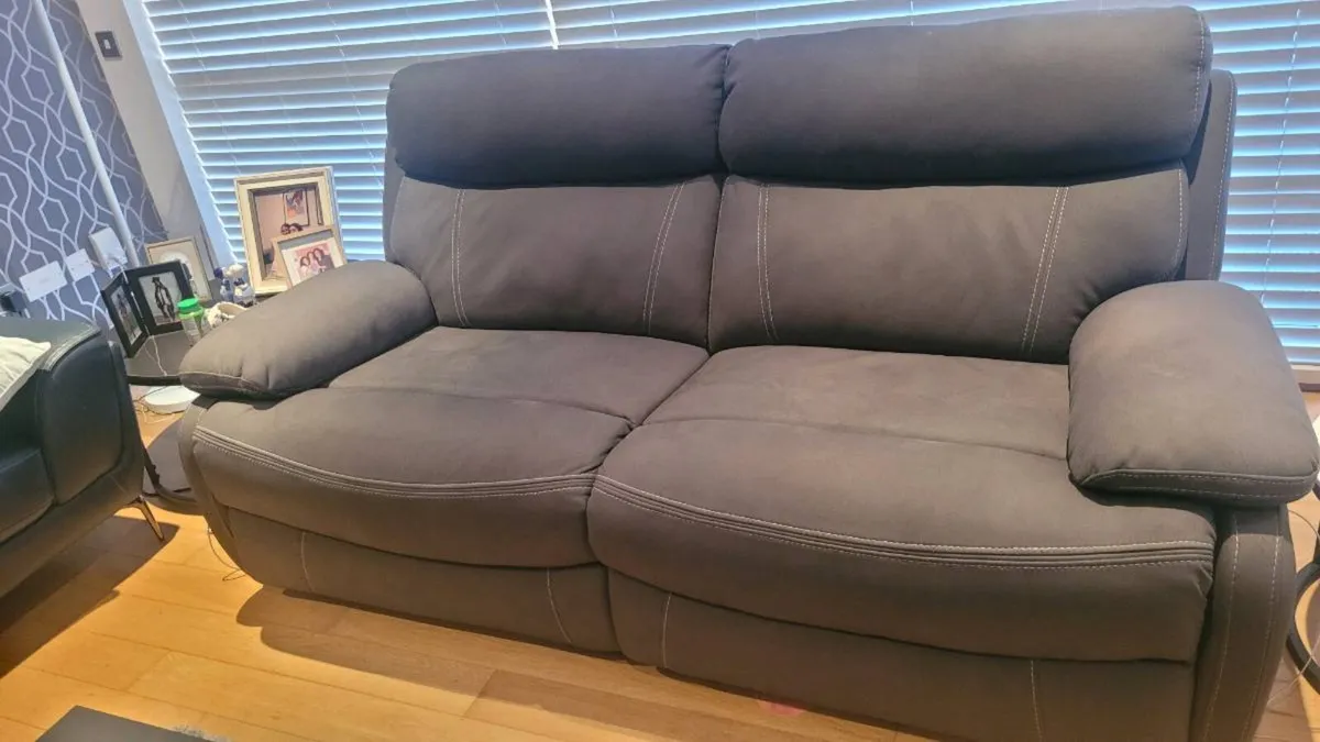 2 Seater Recliner Sofa and glass door cabinet - Image 2
