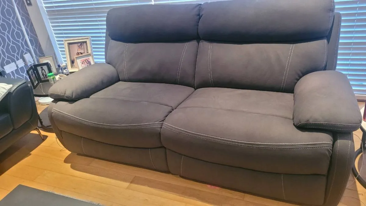 2 Seater Recliner Sofa and glass door cabinet - Image 3