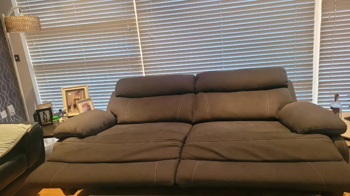 2 Seater Recliner Sofa and glass door cabinet - Image 4
