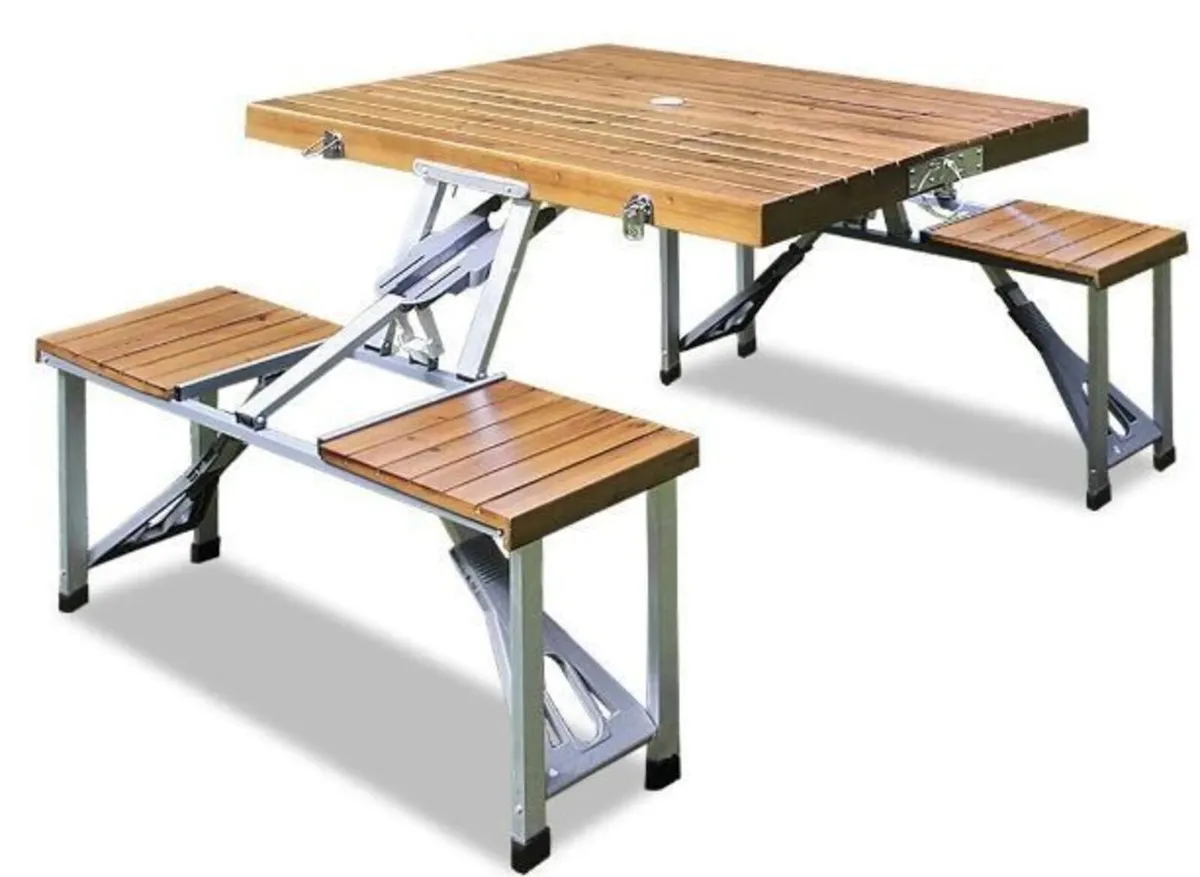 Camping Table Foldable Aluminium with Chairs - Image 1