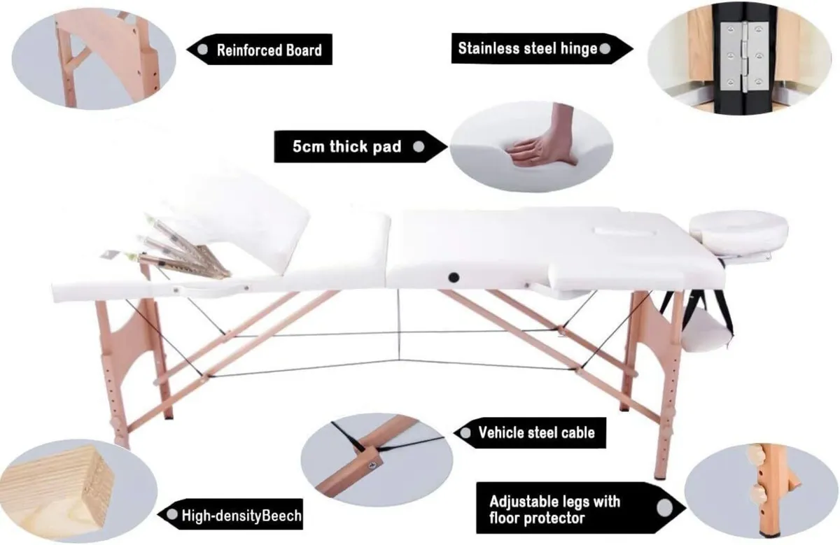 Massage Bed Foldable Beauty Couch 3 Sections - Image 3