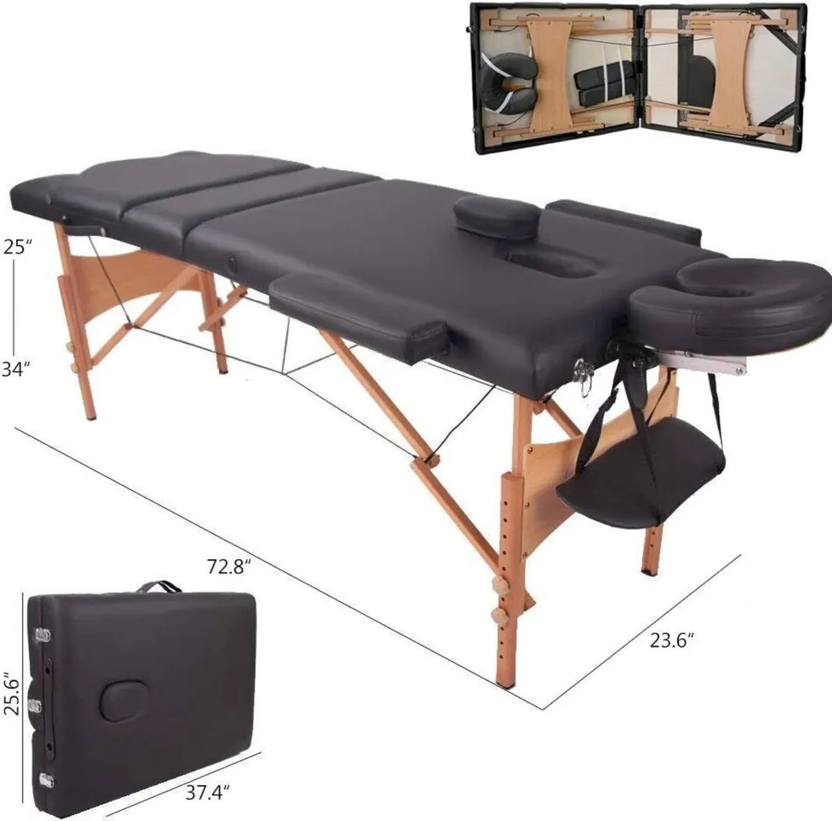 Massage Bed Foldable Beauty Couch 3 Sections - Image 1