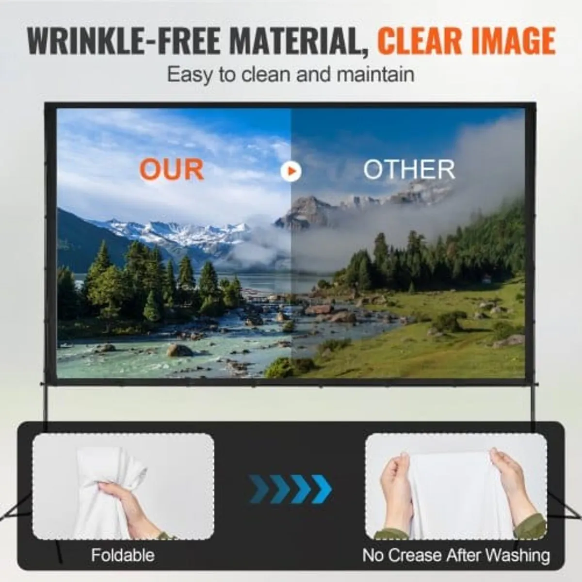 Projector Screen with Stand, 120 inch 16:9 4K 1080 - Image 2