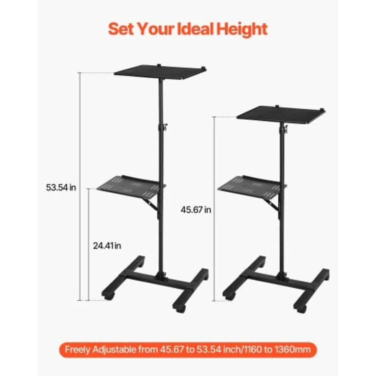 Projector Stand, 2 Shelves Laptop Floor Stand, Pro - Image 4