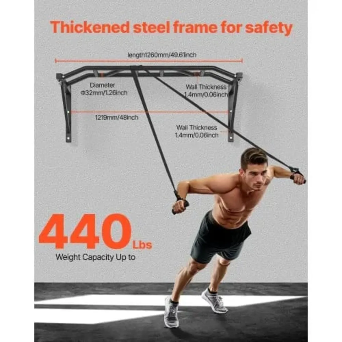 Pull Up Bar, Multi-Grip Wall Mounted Pull Ups, 50 - Image 2