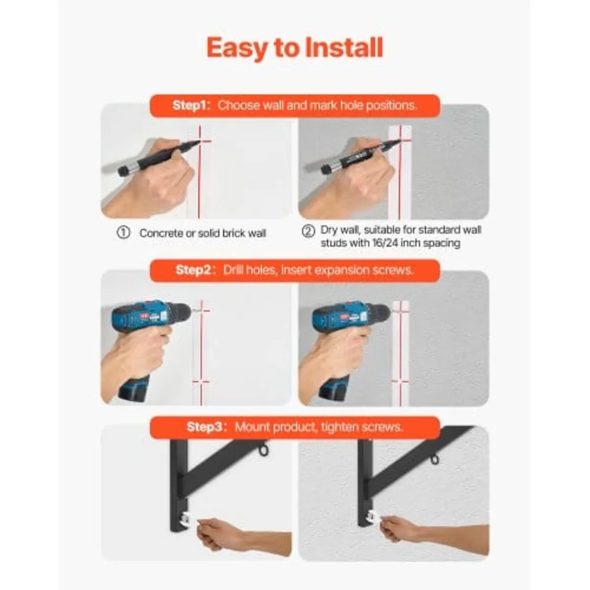 Pull Up Bar, Multi-Grip Wall Mounted Pull Ups, 50 - Image 3