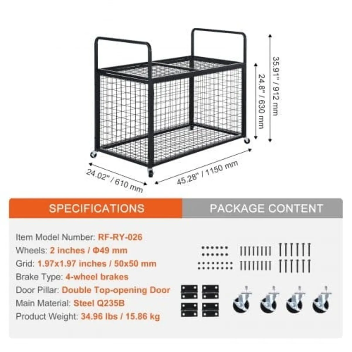 Rolling Sports Ball Storage Cart, Lockable Basketb - Image 4