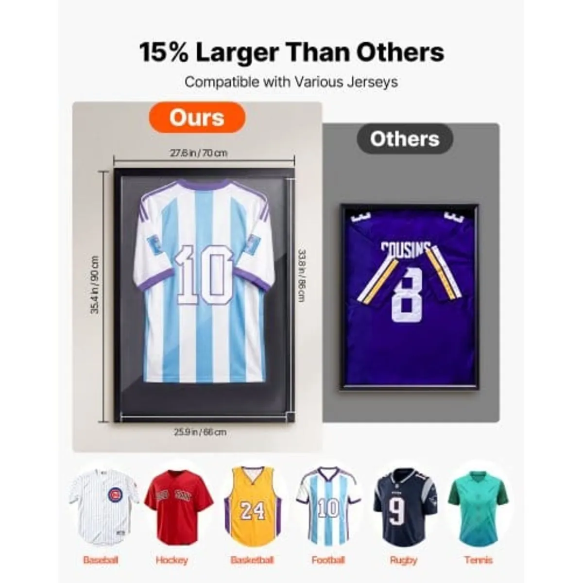 Jersey Frame Display Case, 90 x 70 x 3 cm, Wooden - Image 4