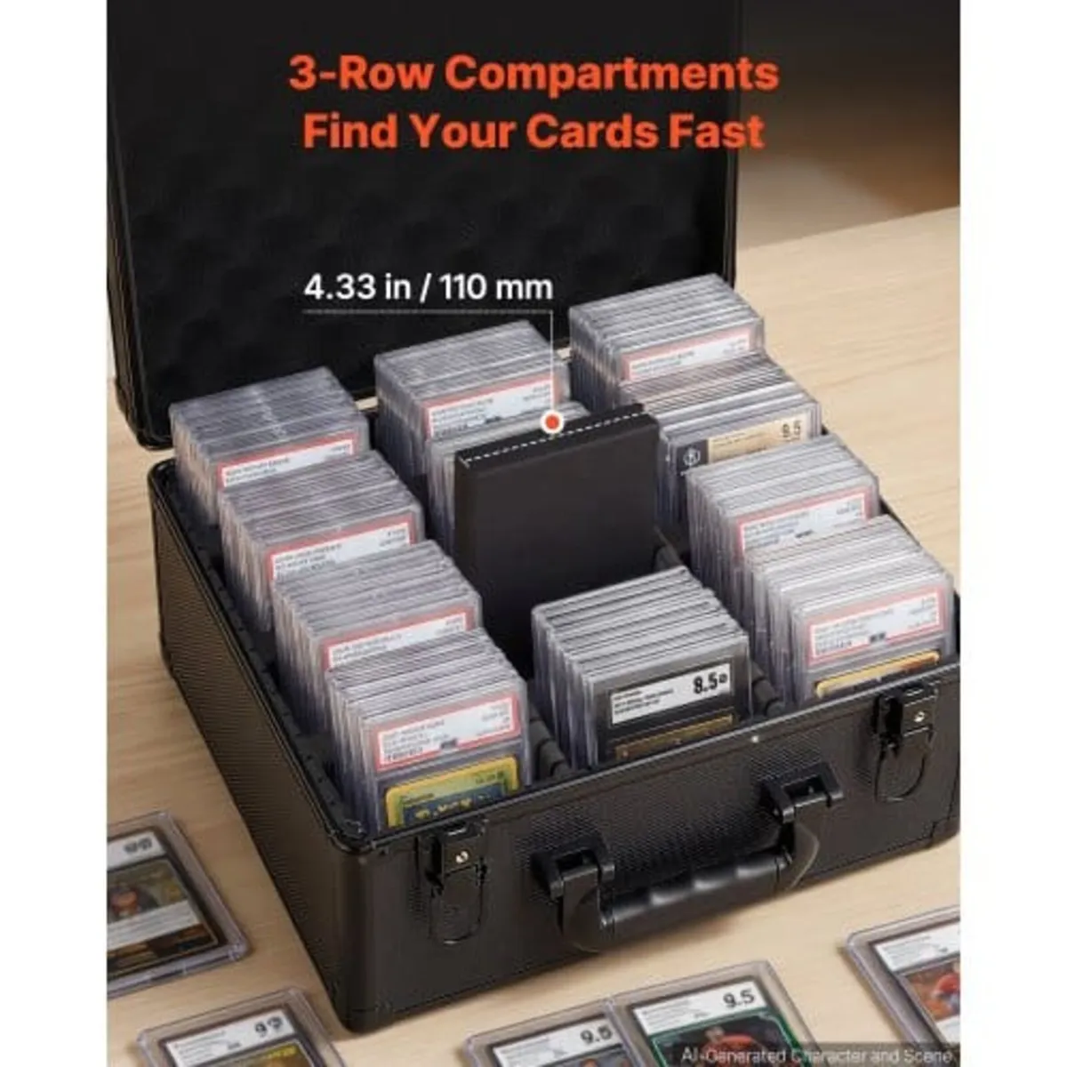 Graded Card Case 3 Row 180 PSA Slab Storage Box wi - Image 4