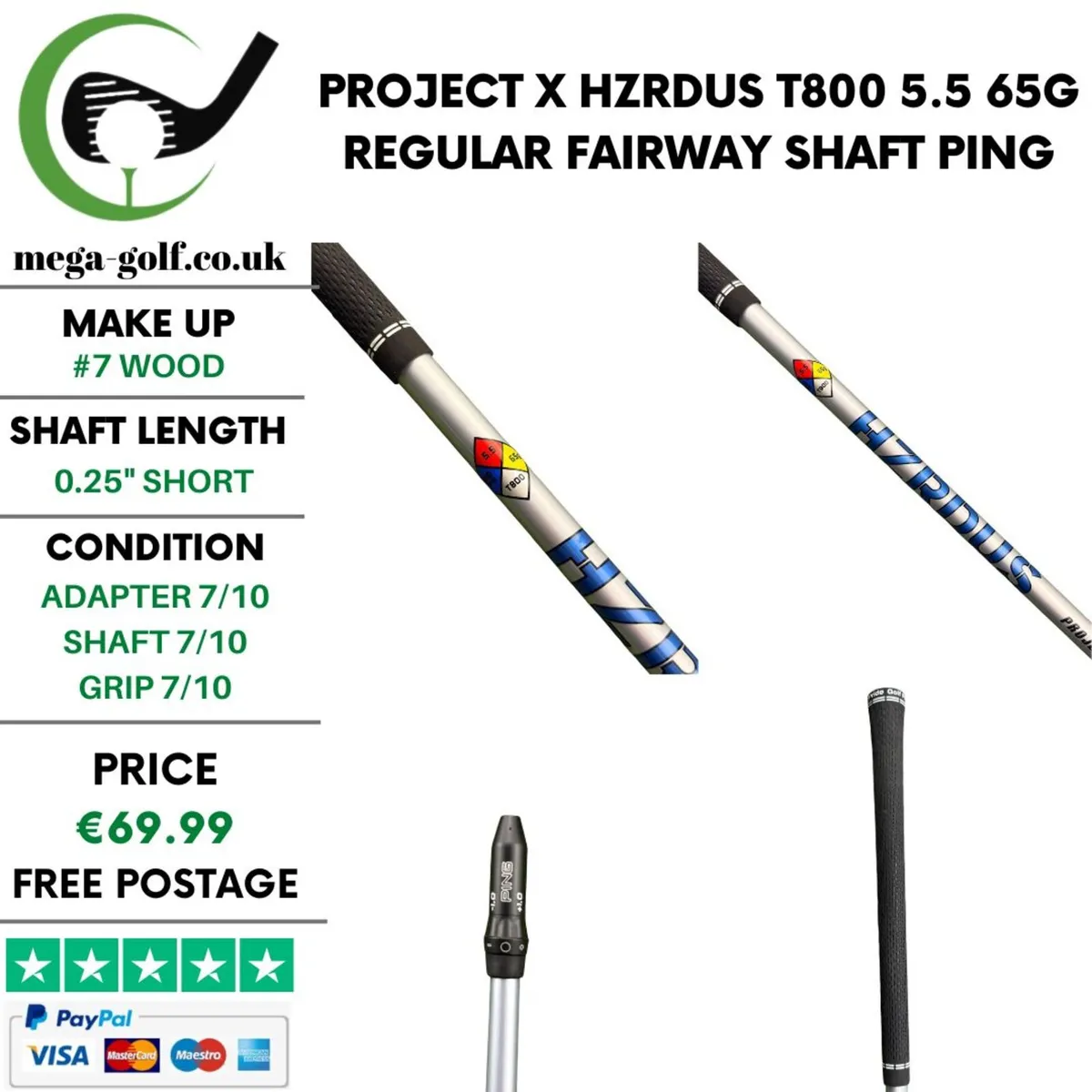 Project X Hzrdus T800 5.5 65g Regular #7 Wood - Image 1