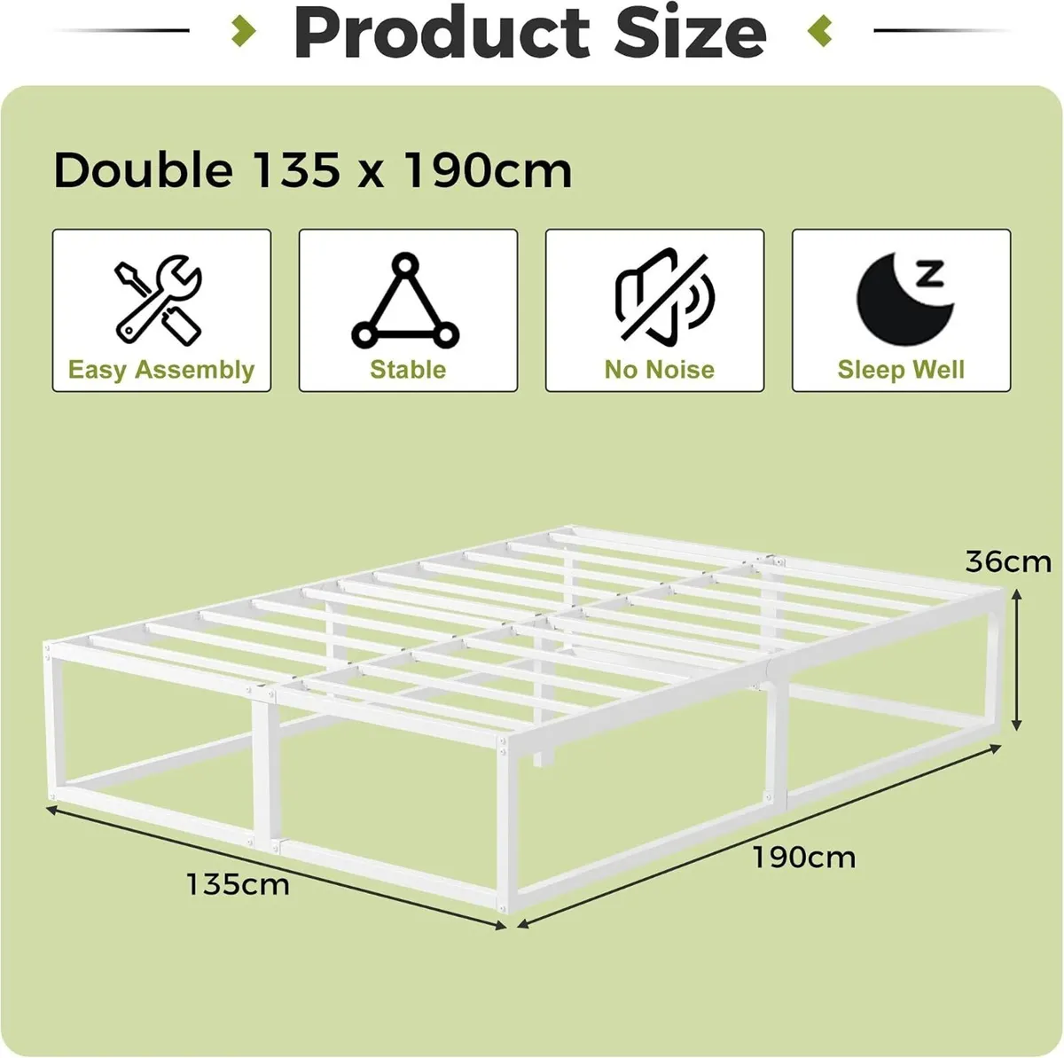 Bed Frame with Steel Slats Support - Image 2