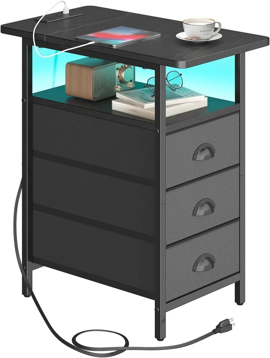 End Table with Charging Station Narrow Side Tables - Image 1