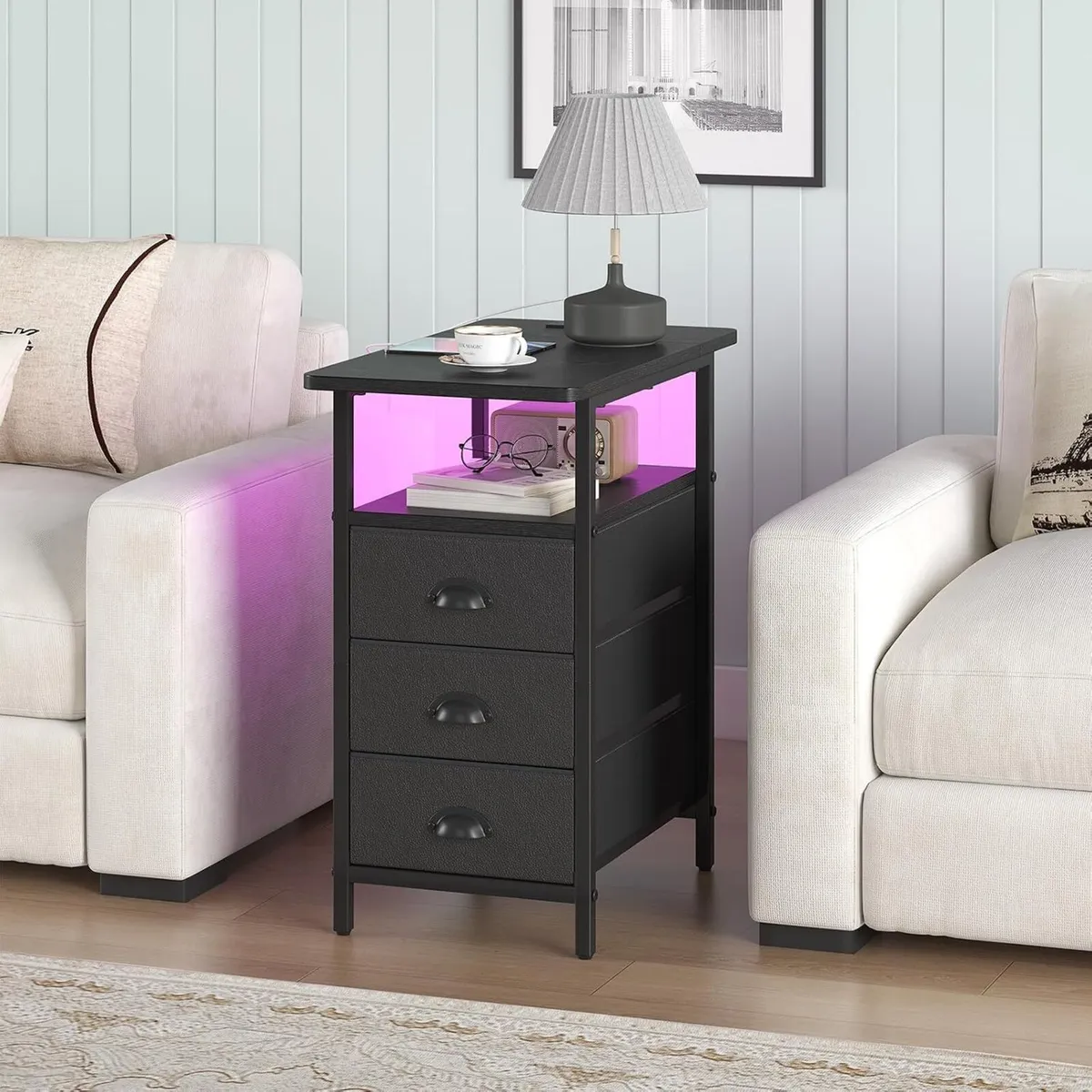 End Table with Charging Station Narrow Side Tables - Image 2