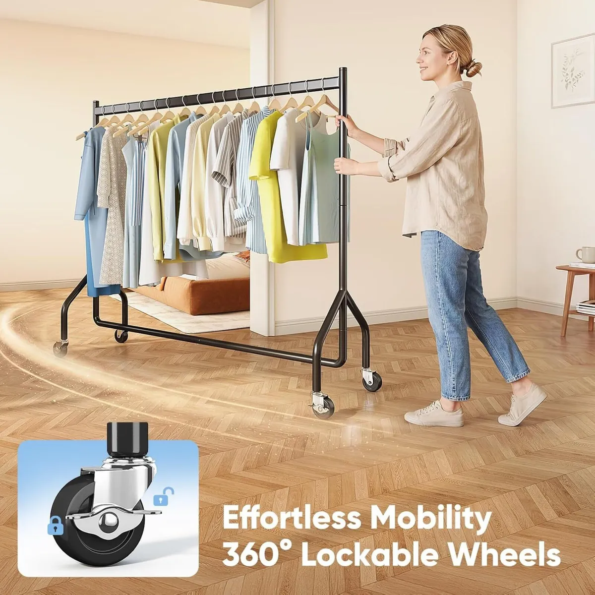 Heavy Duty Rolling Clothes Rack with 136KG - Image 3