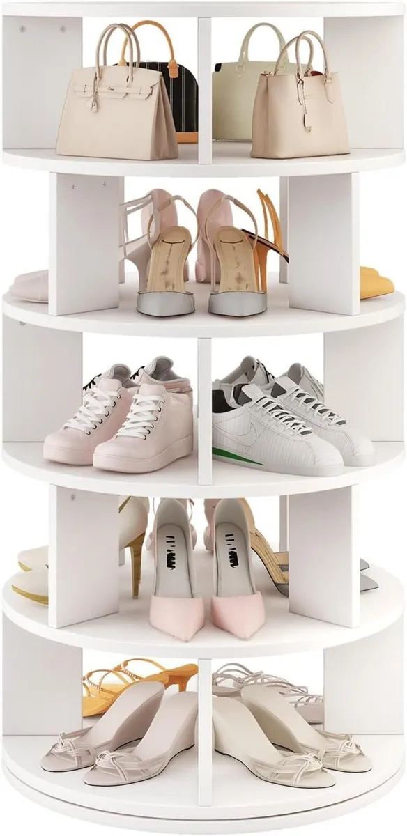 5 Tier Rotating Shoe Rack Wood 360degreesspinning - Image 1