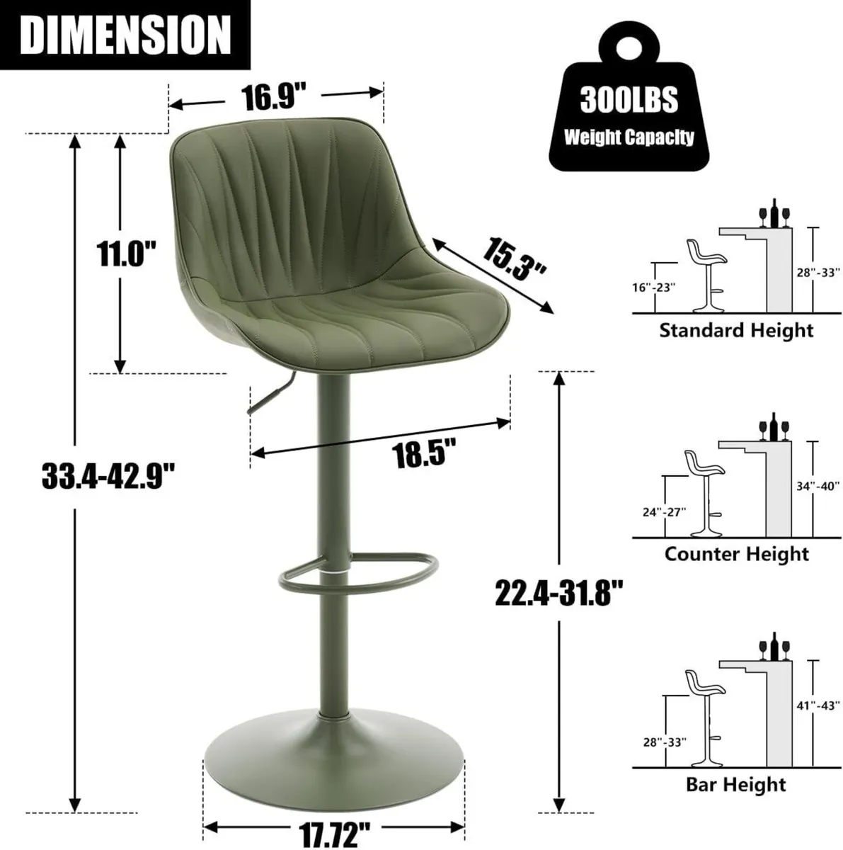 Bar Stools Modern Upholstered Faux Leather - Image 2