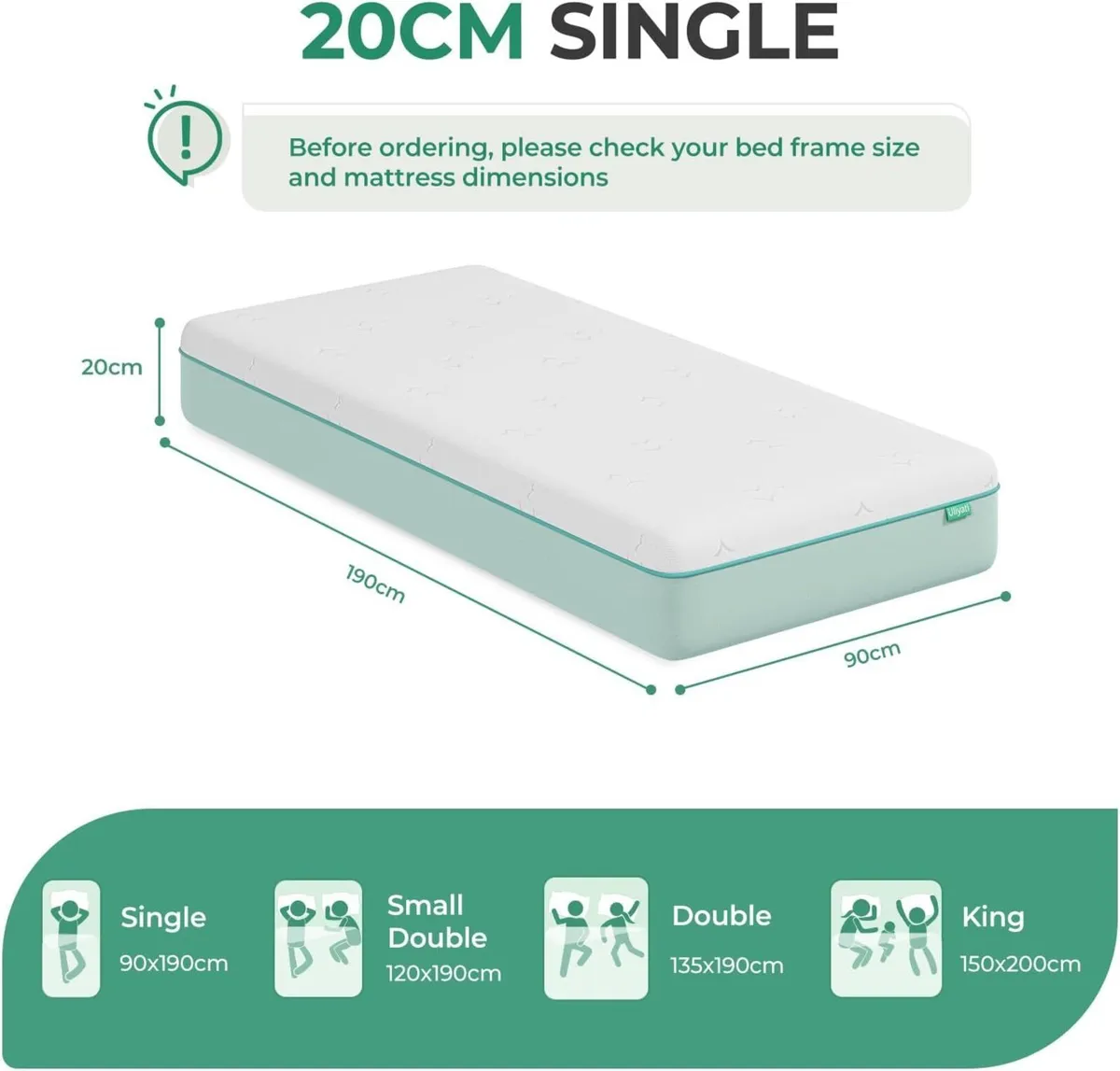 Mattress Gel Memory Foam Medium Bamboo Cool - Image 2