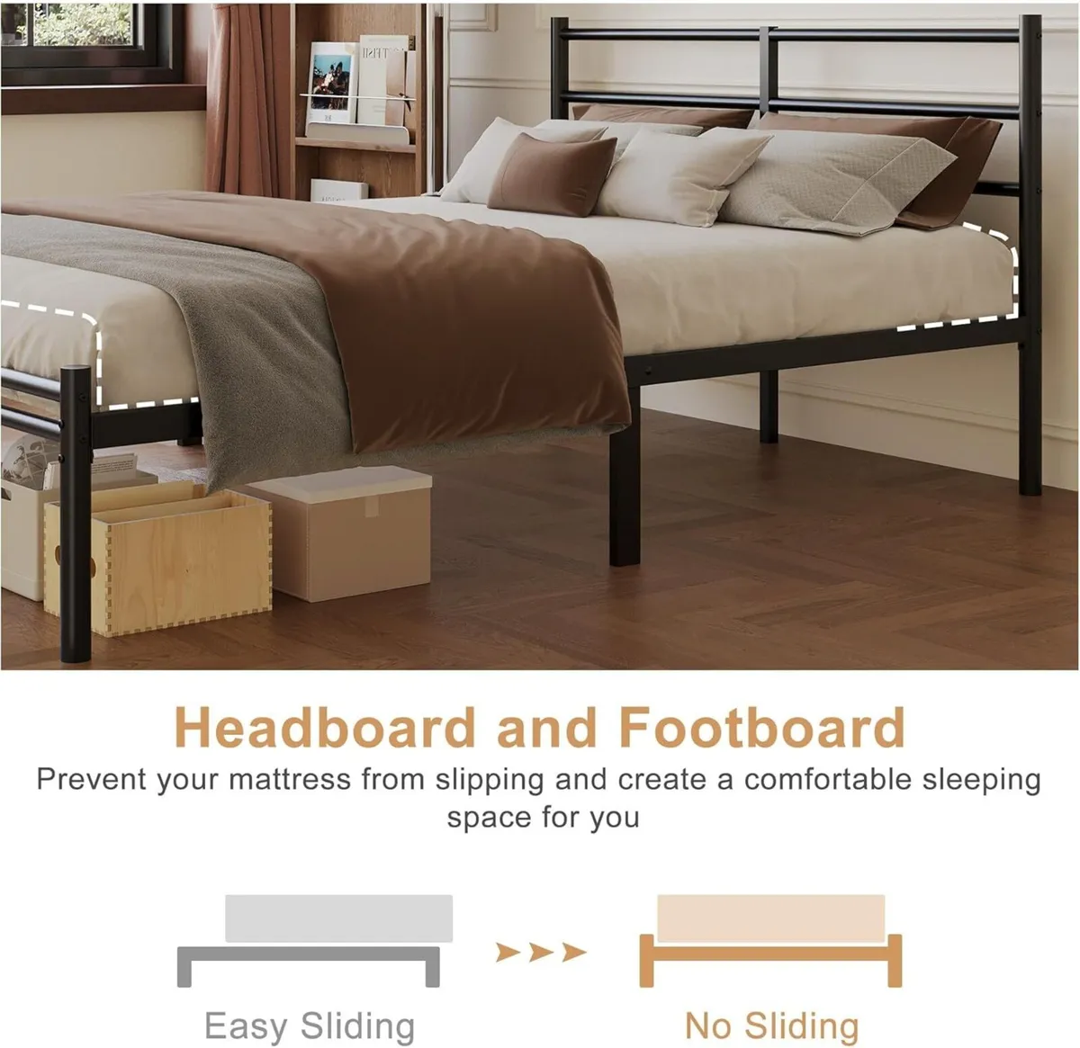 Bed Frame with Headboard and Footboard Metal - Image 3
