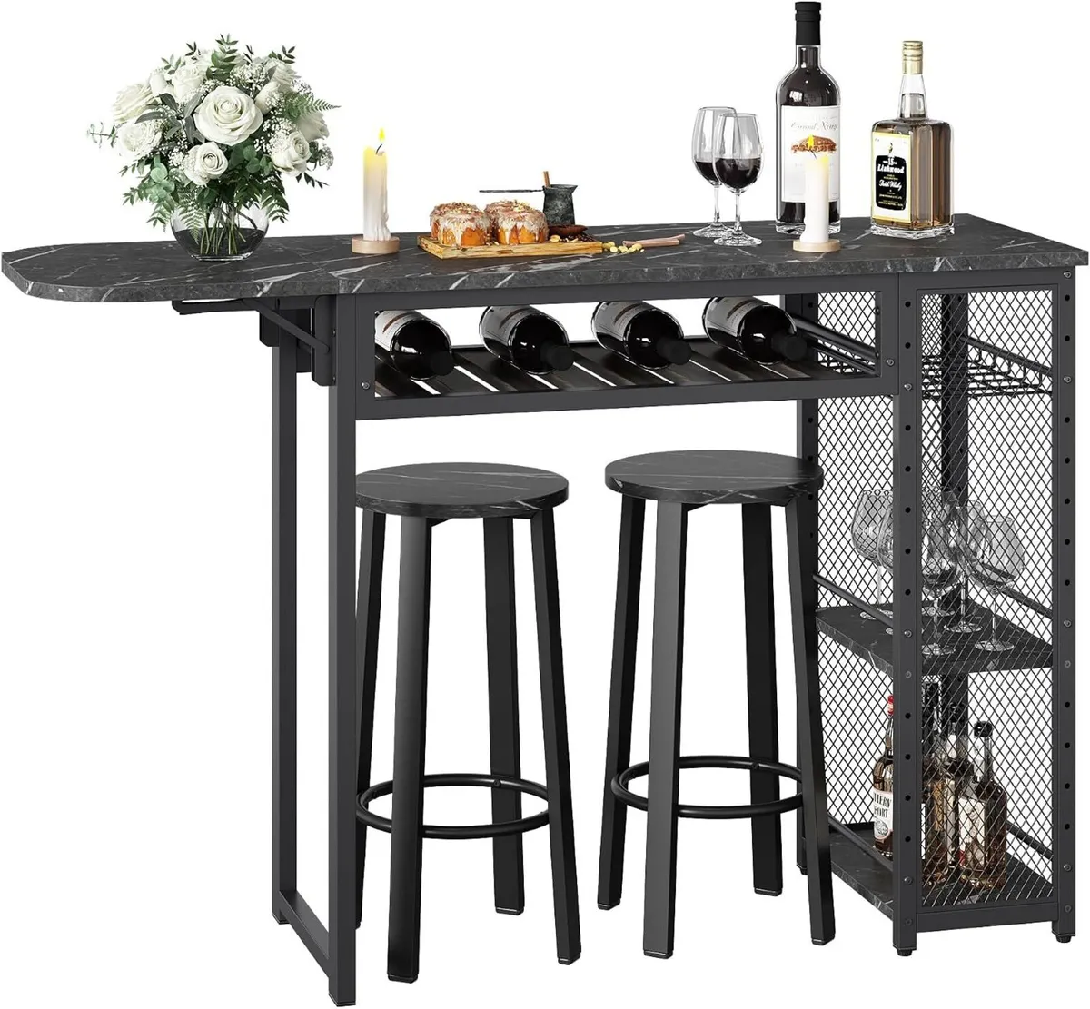 Bar Table and Chair Set Expandable Dining - Image 1