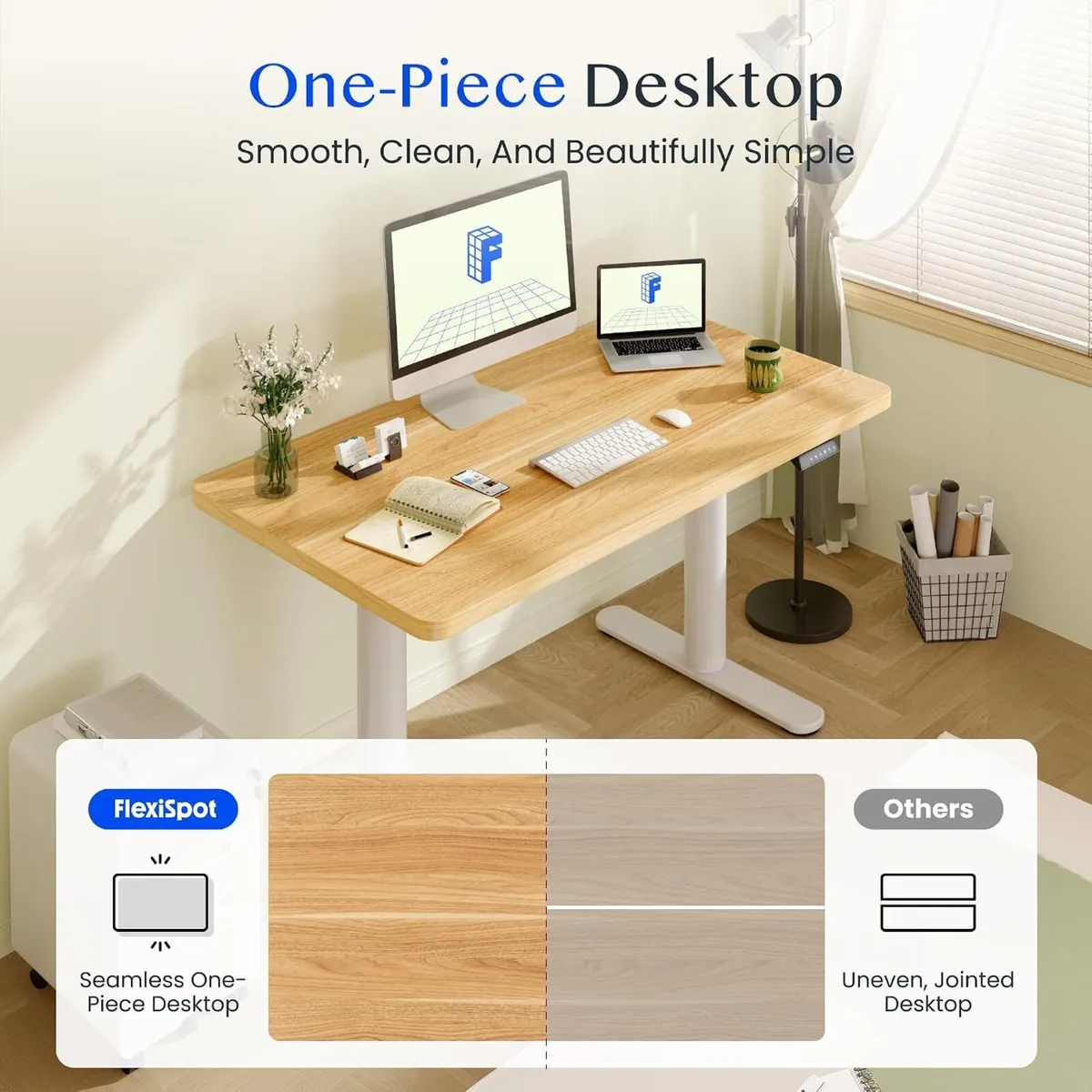 Electric Standing Desk One Piece Desktop Cylinex - Image 4