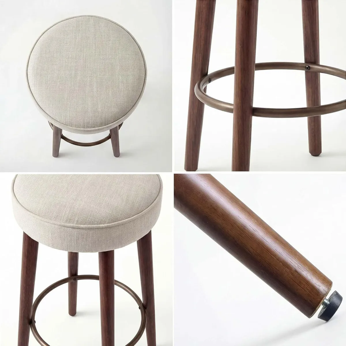 Linen Bar Stools 68CM Counter Height Upholstered - Image 3