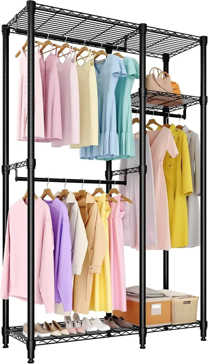 Portable Clothes Rack Heavy Duty Garment Large - Image 1