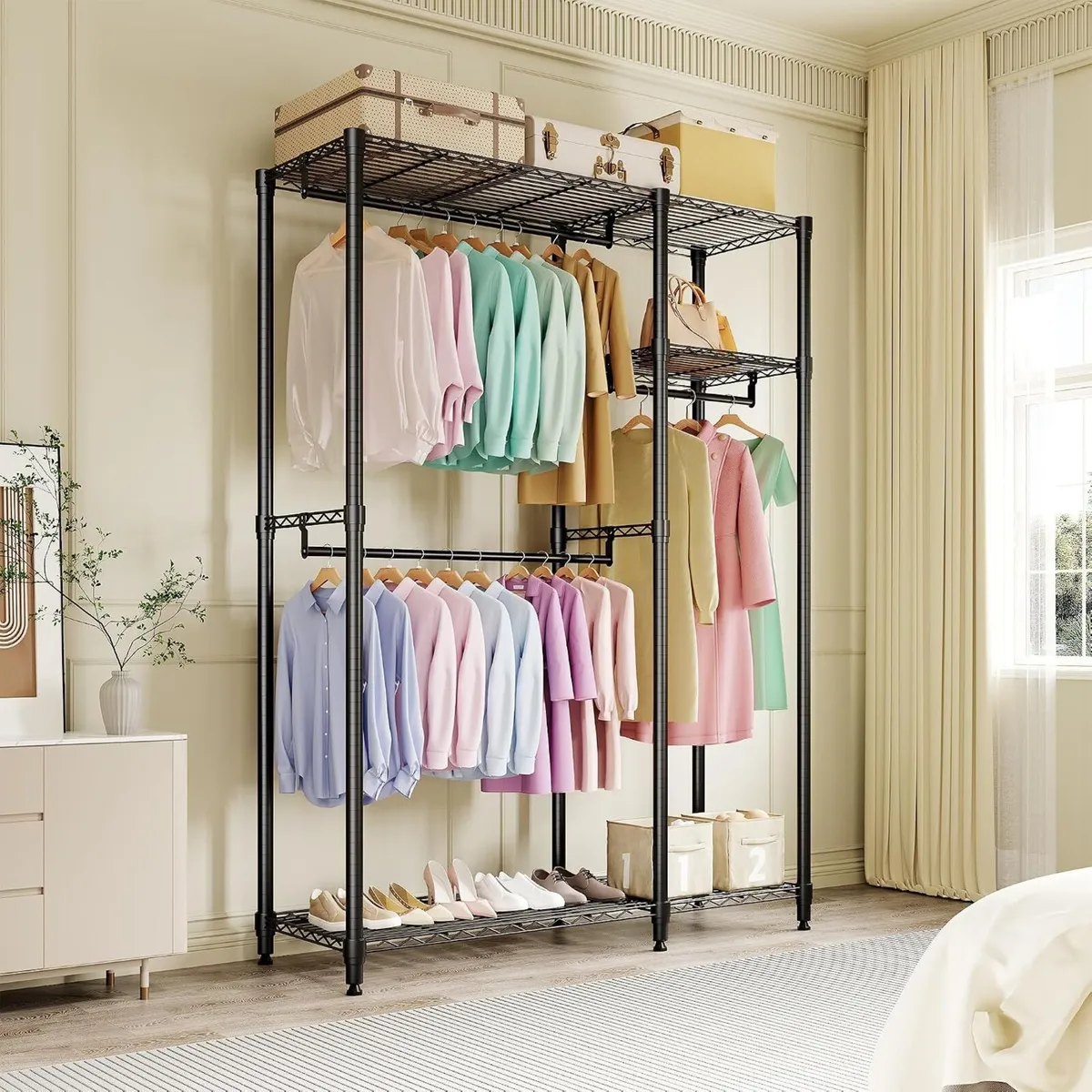 Portable Clothes Rack Heavy Duty Garment Large - Image 2