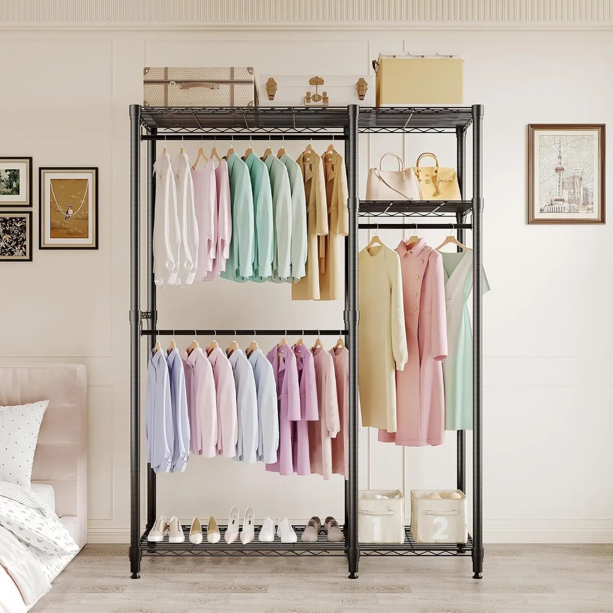 Portable Clothes Rack Heavy Duty Garment Large - Image 4