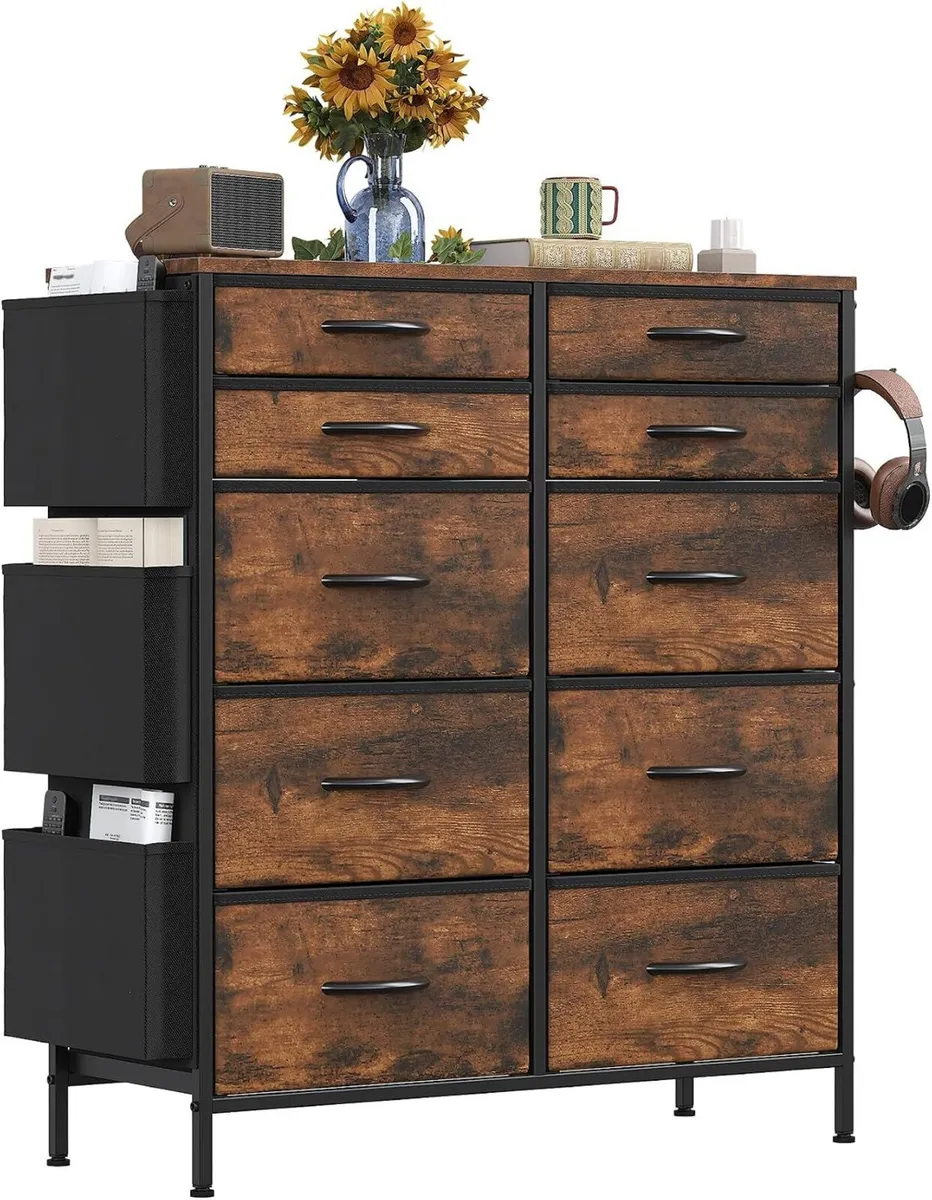 Chest of Drawers 10 Fabric with Side Pockets - Image 1