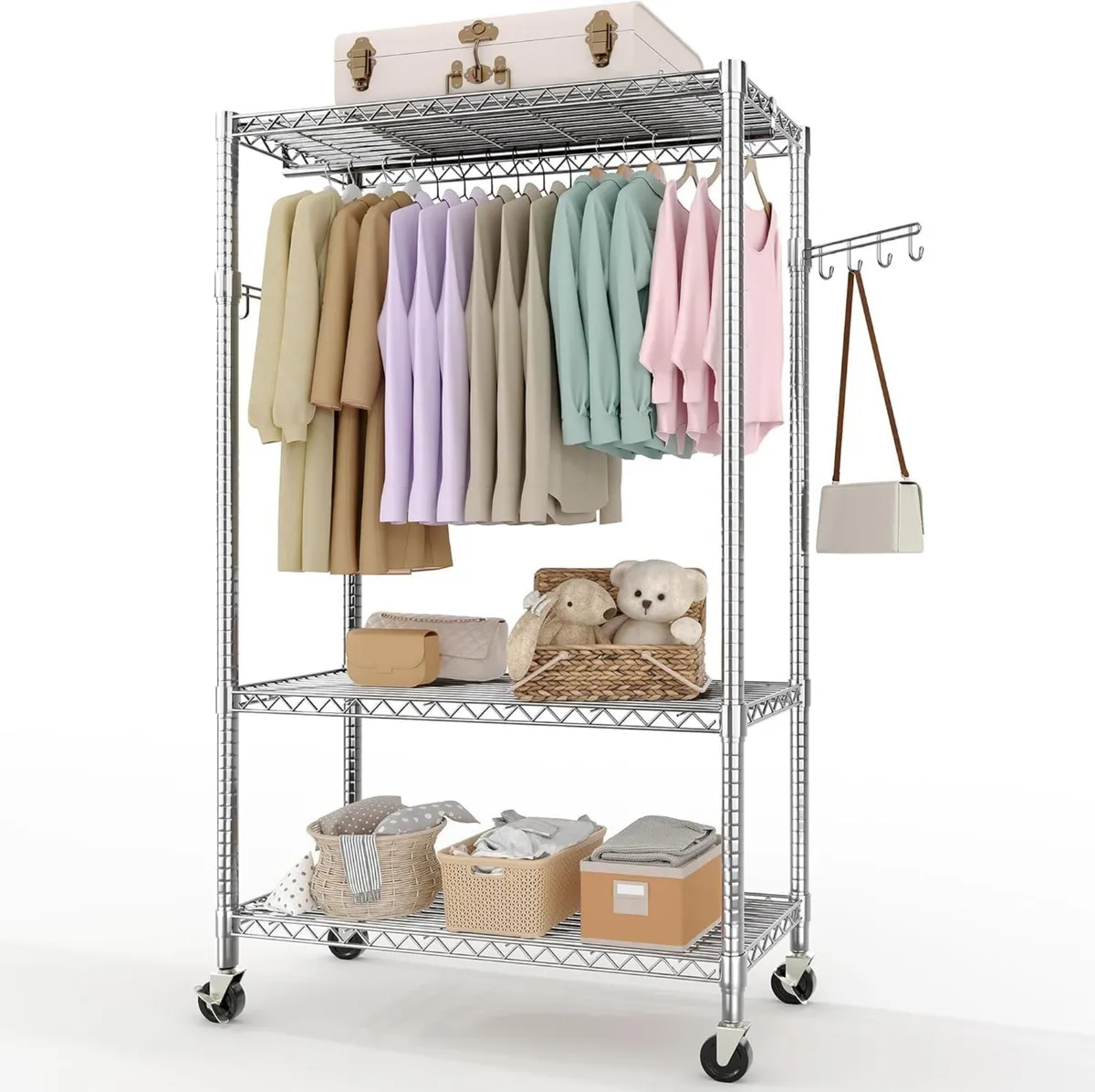Heavy Duty Rolling Clothes Rack - Image 1