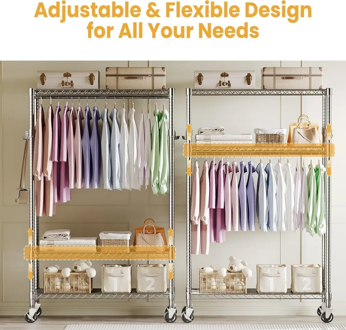 Heavy Duty Rolling Clothes Rack - Image 4