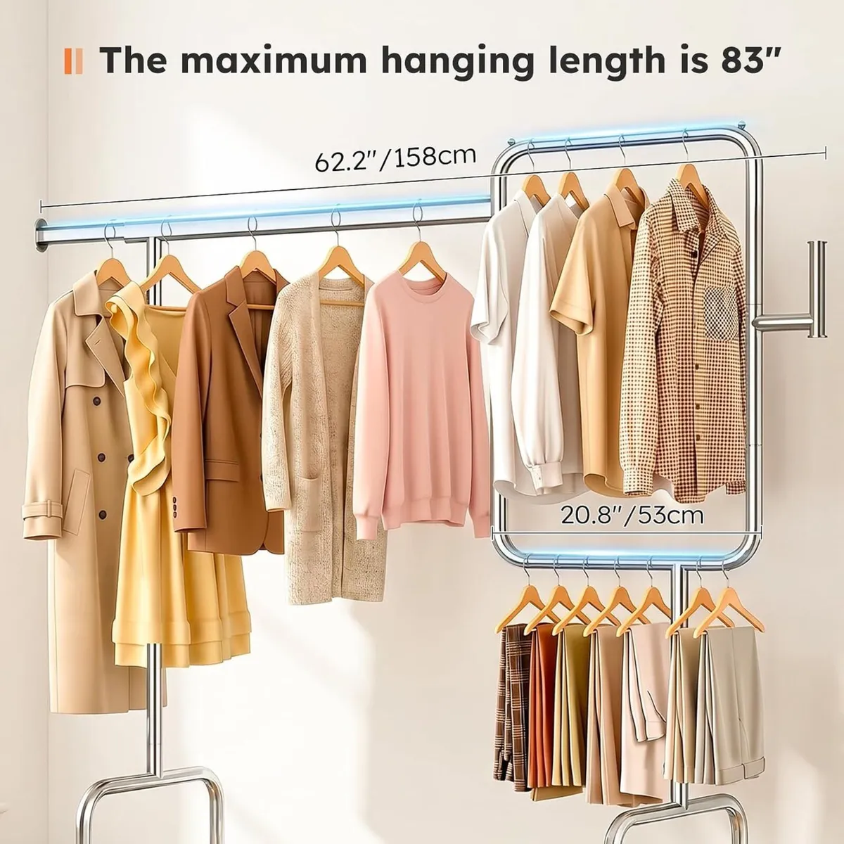 Heavy Duty Clothes Rail on Wheels - Image 3