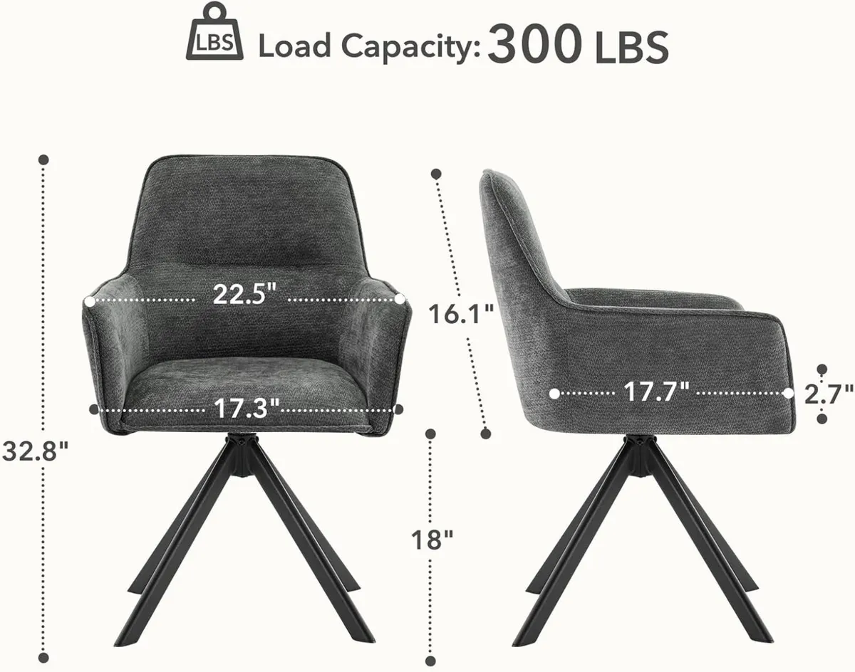 Swivel Dining Chairs with Armrests Upholstered - Image 2