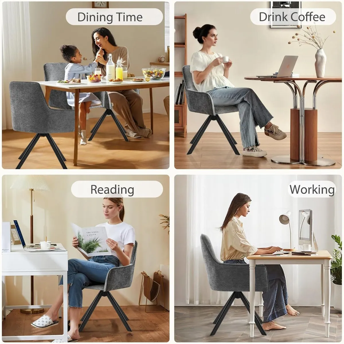 Swivel Dining Chairs with Armrests Upholstered - Image 3