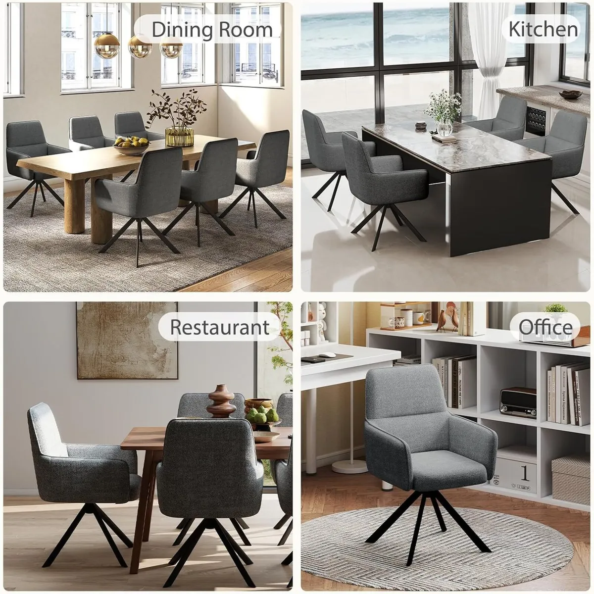 Swivel Dining Chairs with Armrests Upholstered - Image 4