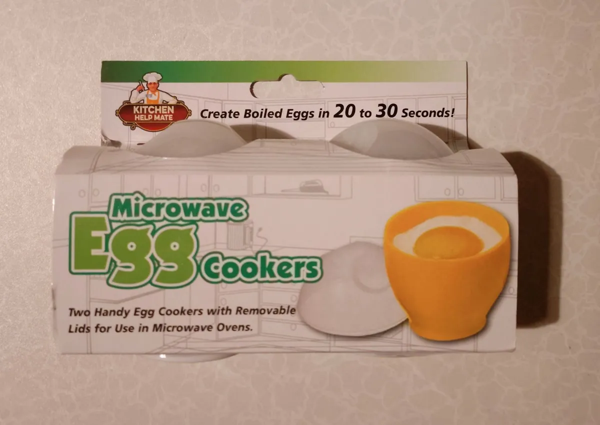 TWO PLASTIC MICROWAVE EGG COOKERS (NEW). - Image 1