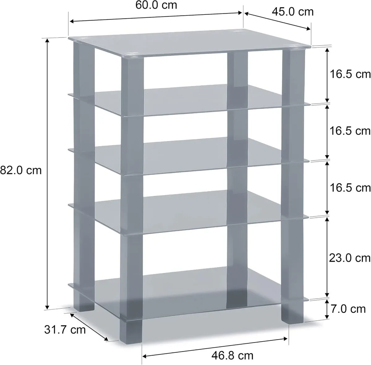 Trinity Gloss 5 Shelf with Legs Flat Screen - Image 2