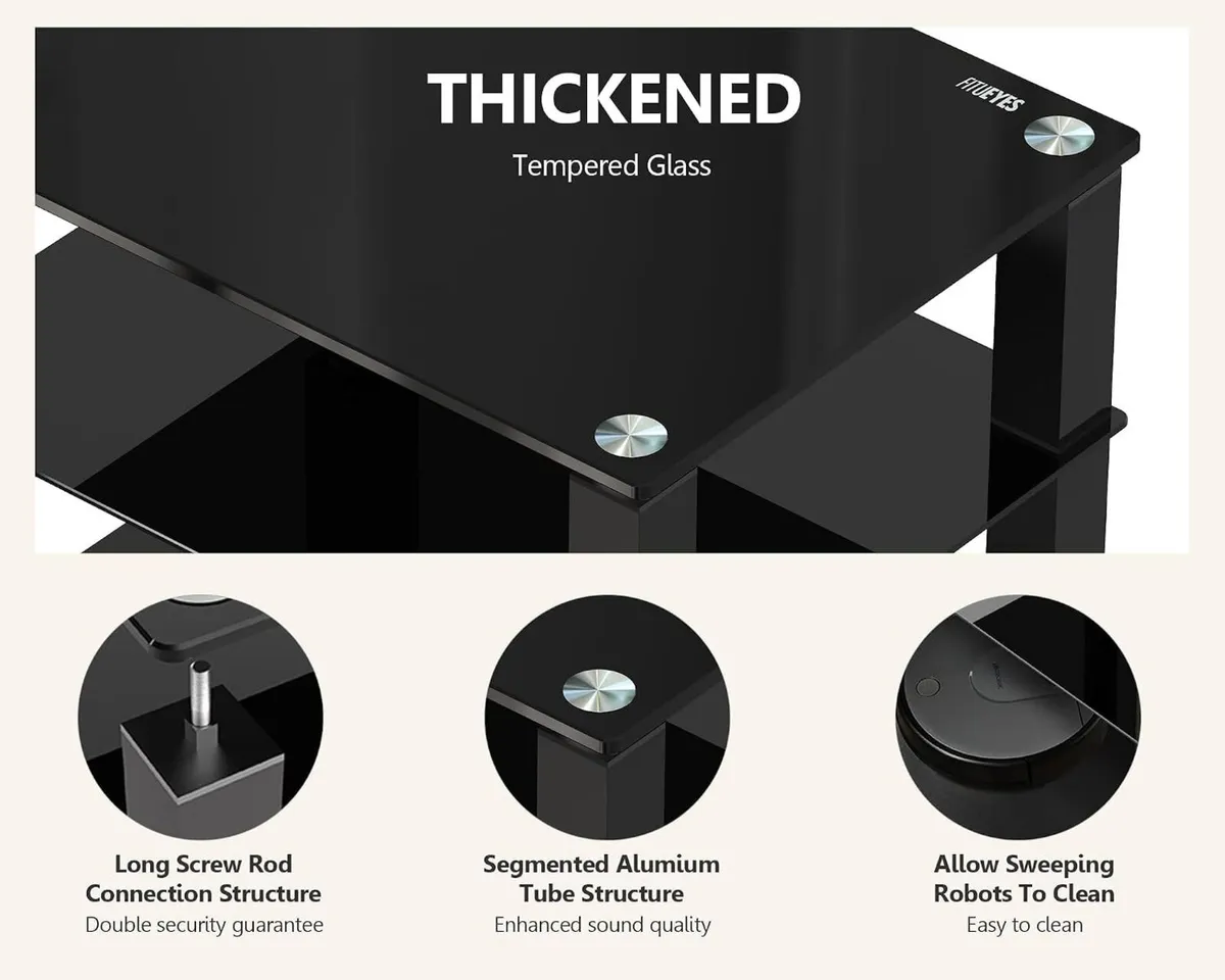 Hifi Rack Av Shelf 4-Tiers Glass TV Stand - Image 4