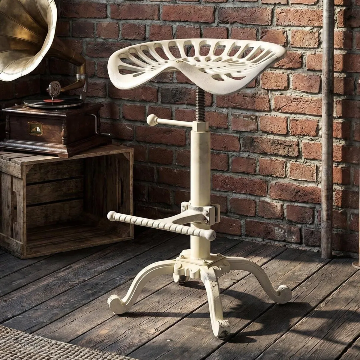 Vintage Industrial Bar Stools Cast Iron Tractor - Image 1
