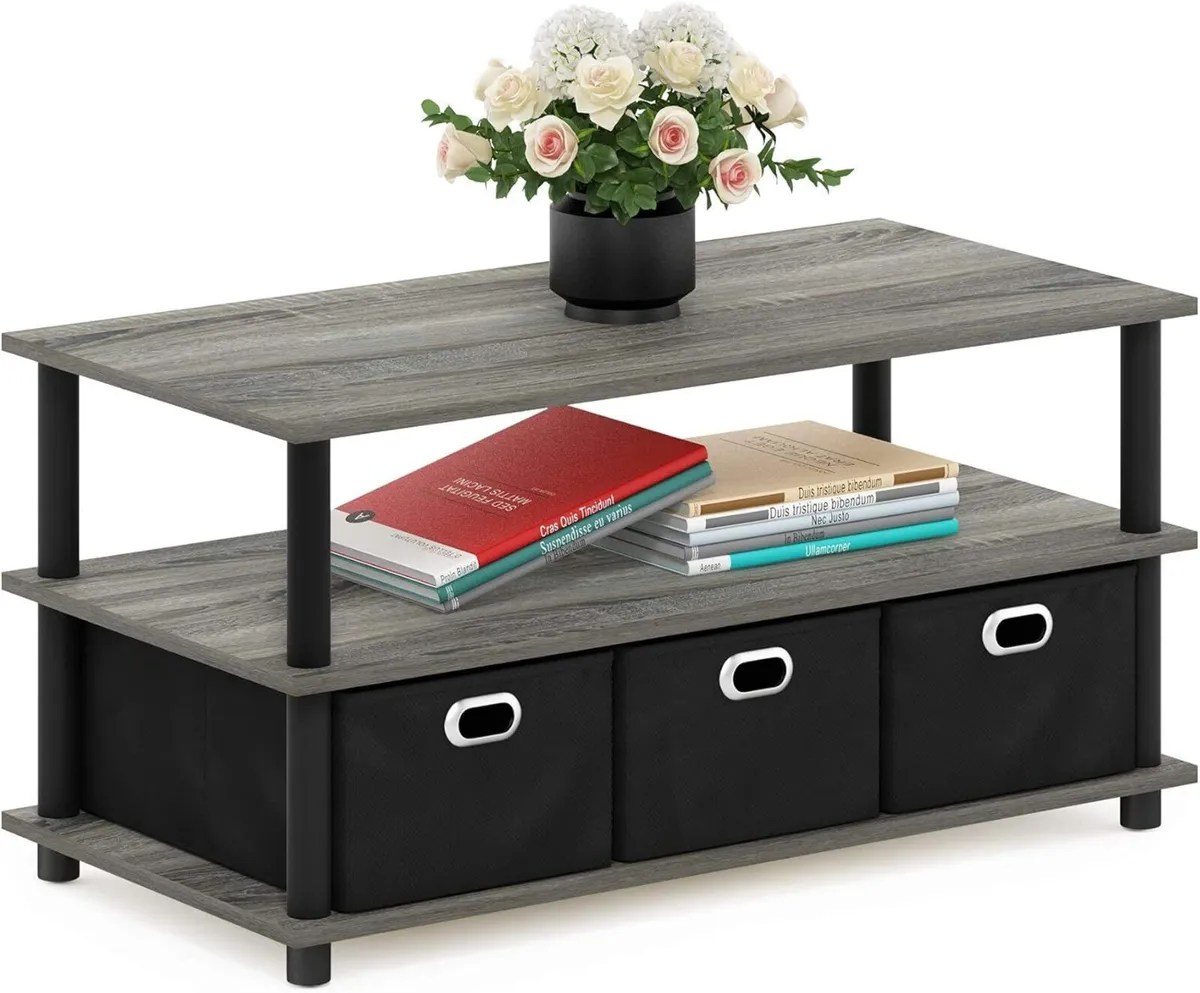 Coffee Table 3-Tier Modern with Shelves - Image 1