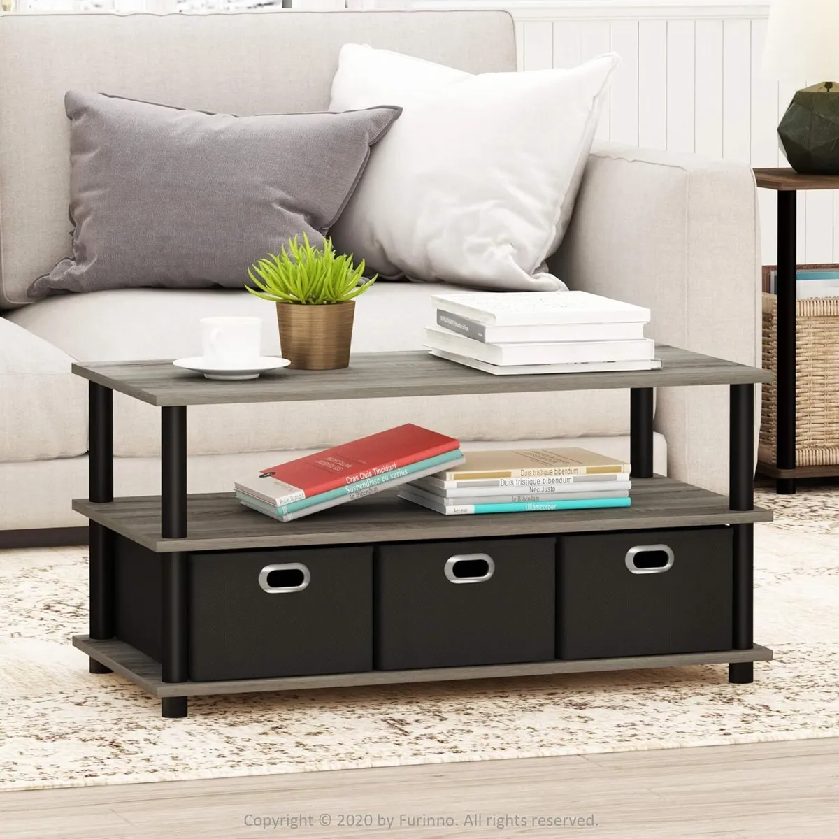 Coffee Table 3-Tier Modern with Shelves - Image 2