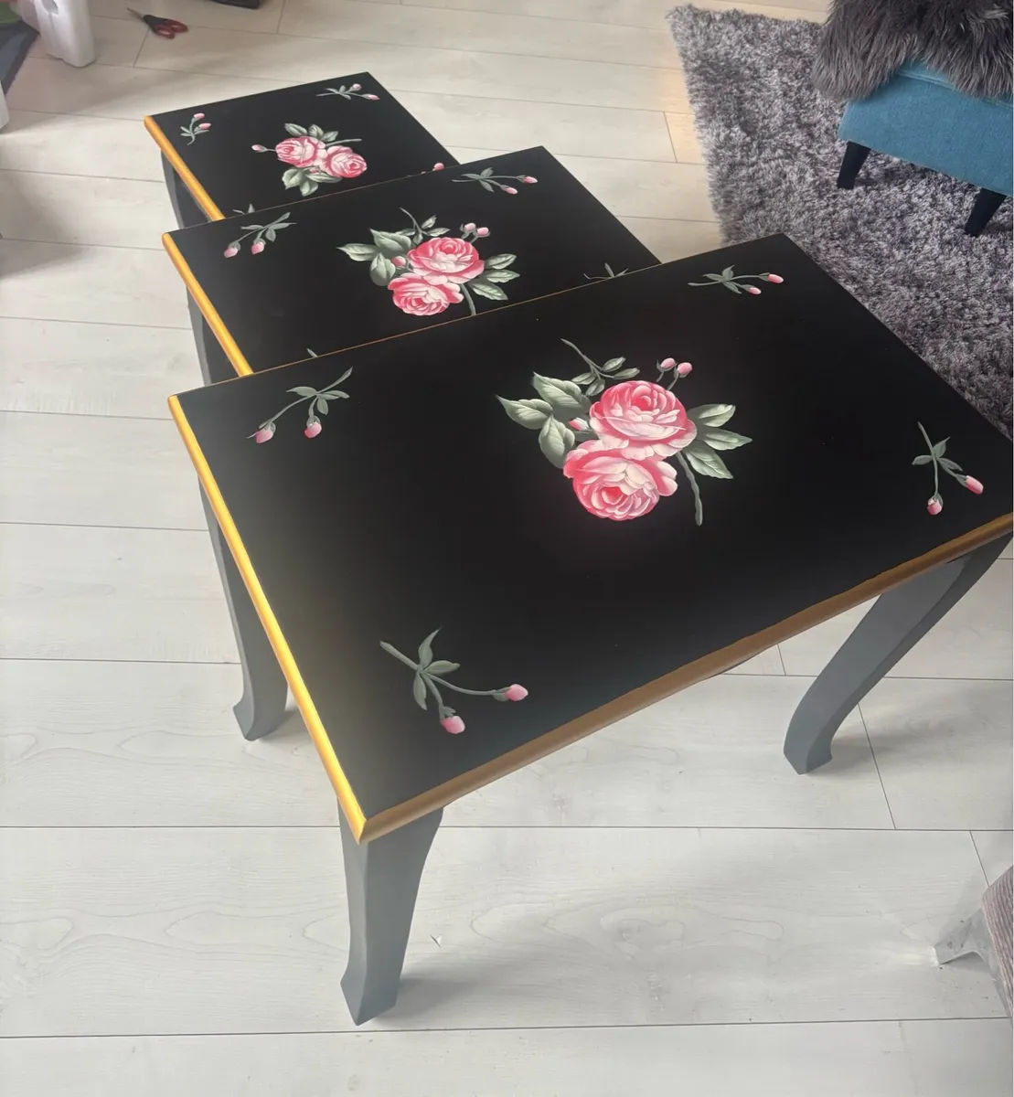 Set of three coffee tables black new - Image 4